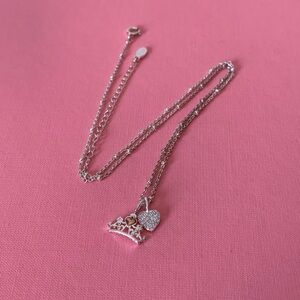 Disney Princess Tiara and Heart Charm Necklace with Satellite Chain